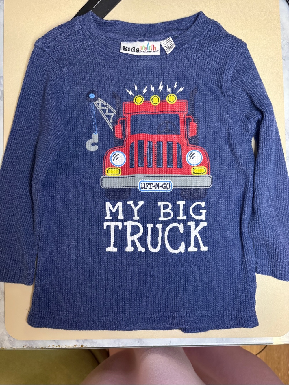 Kids Headquarters Navy Thermal Shirt with Red Truck and Yellow Lights